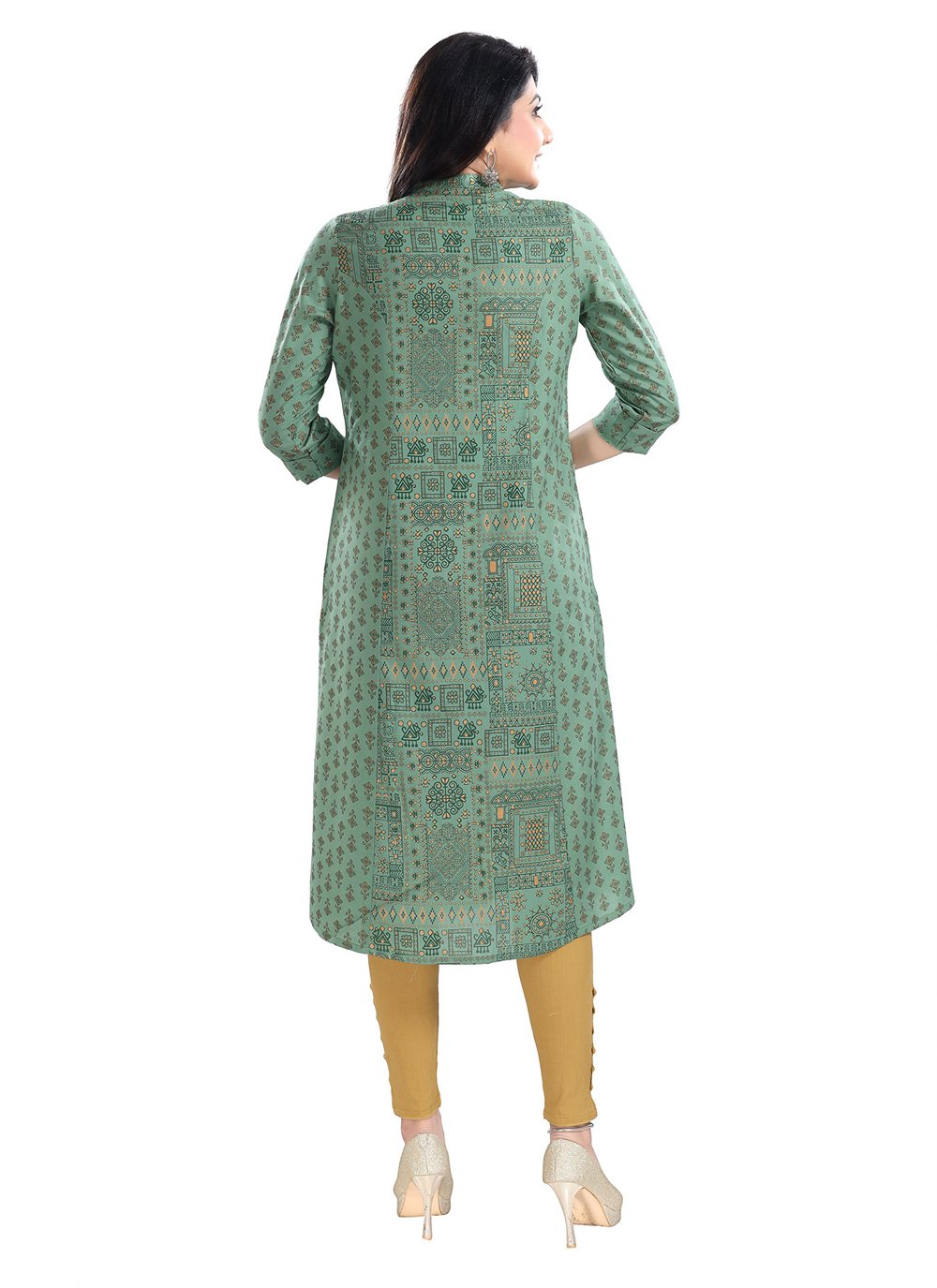 Casual Kurti Viscose Green Print Kurtis