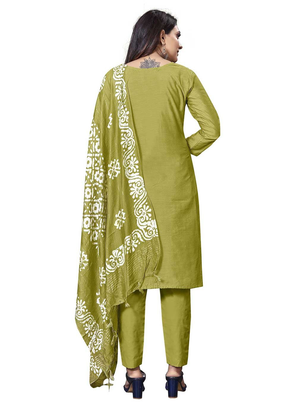 Salwar Suit Cotton Green Print Salwar Kameez