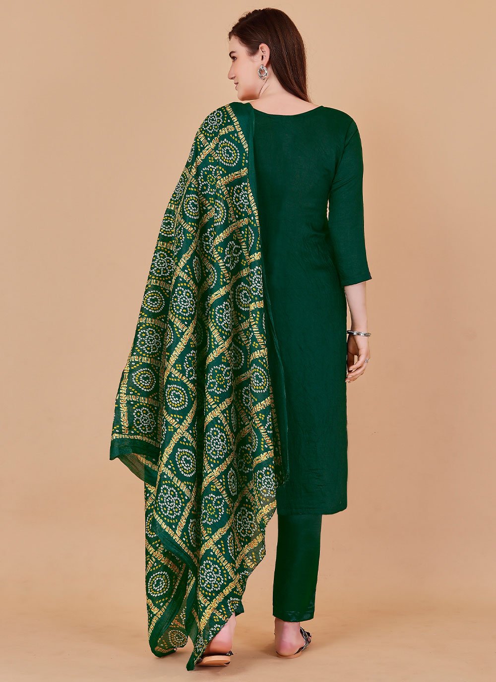 Salwar Suit Banarasi Silk Green Jacquard Work Salwar Kameez