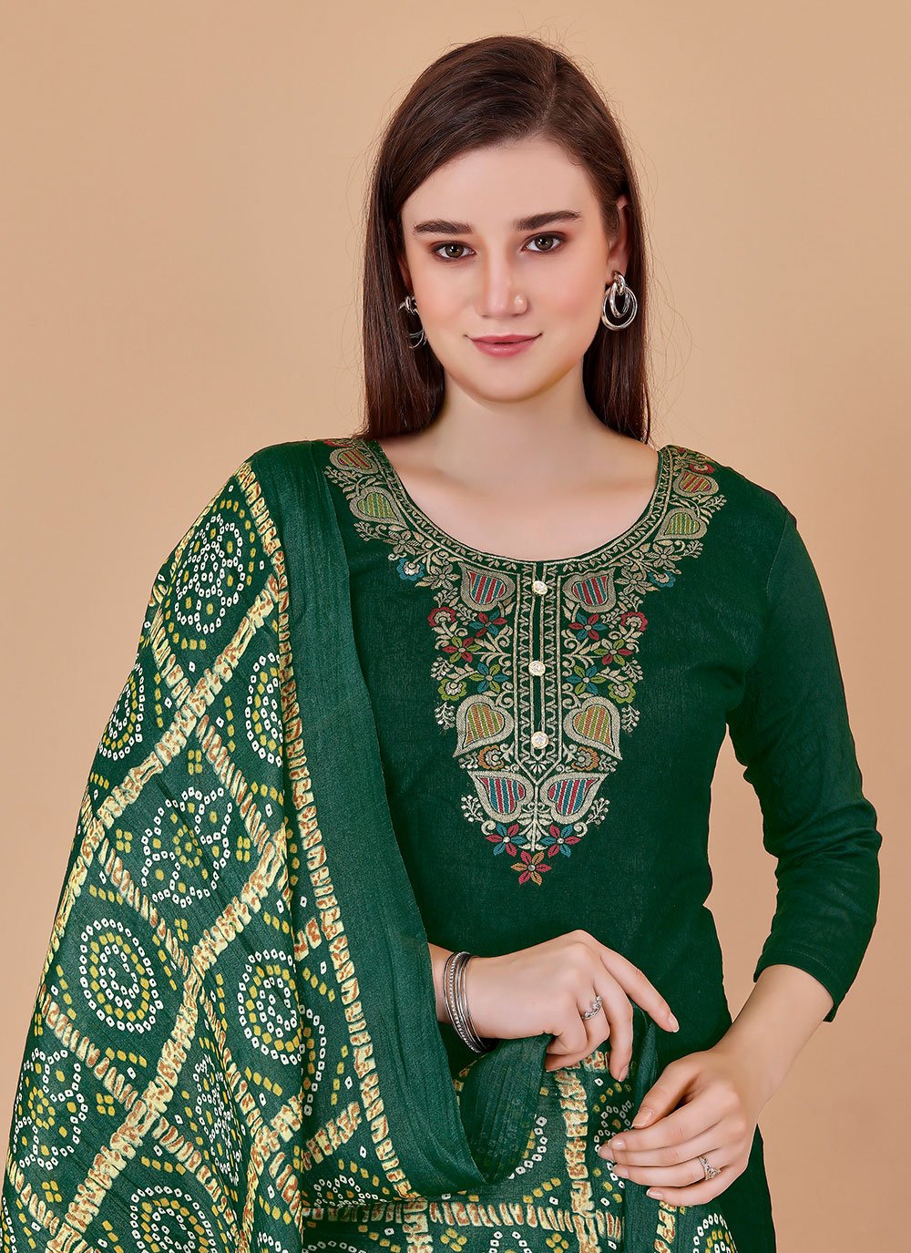 Salwar Suit Banarasi Silk Green Jacquard Work Salwar Kameez