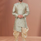 Indo Western Jacquard Green Fancy Work Mens