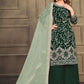 Palazzo Salwar Suit Velvet Green Embroidered Salwar Kameez