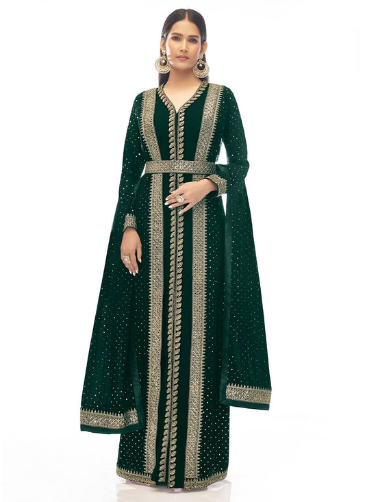Salwar Suit Georgette Green Sequins Salwar Kameez