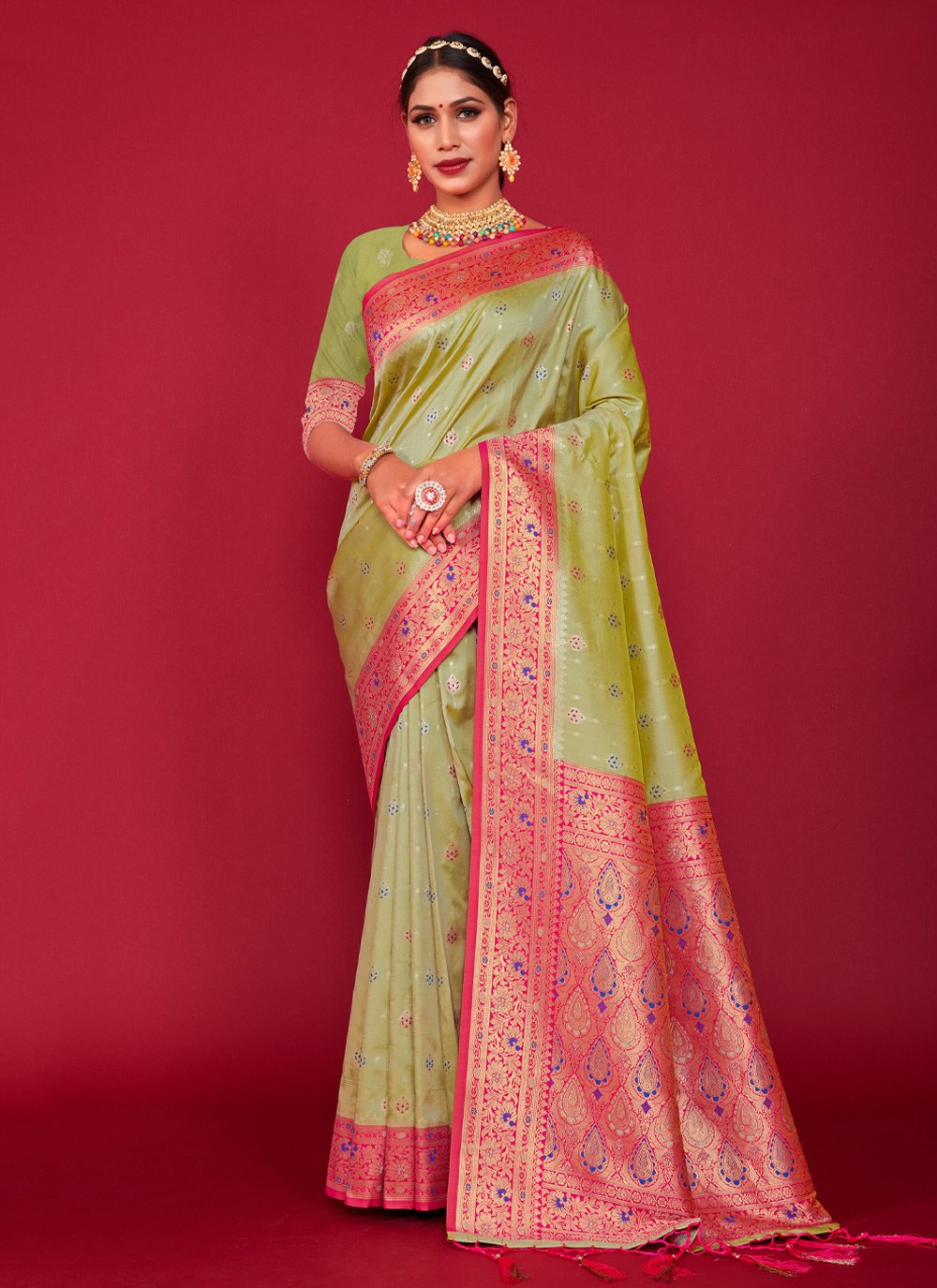 Trendy Saree Silk Green Weaving Saree