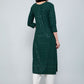 Casual Kurti Rayon Green Chikankari Work Kurtis