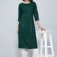 Casual Kurti Rayon Green Chikankari Work Kurtis