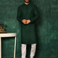 Kurta Pyjama Cotton Green Chikankari Work Mens