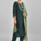 Pant Style Suit Chinon Silk Green Fancy Work Salwar Kameez