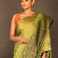 Designer Kanchipuram Silk Green Embroidered Saree