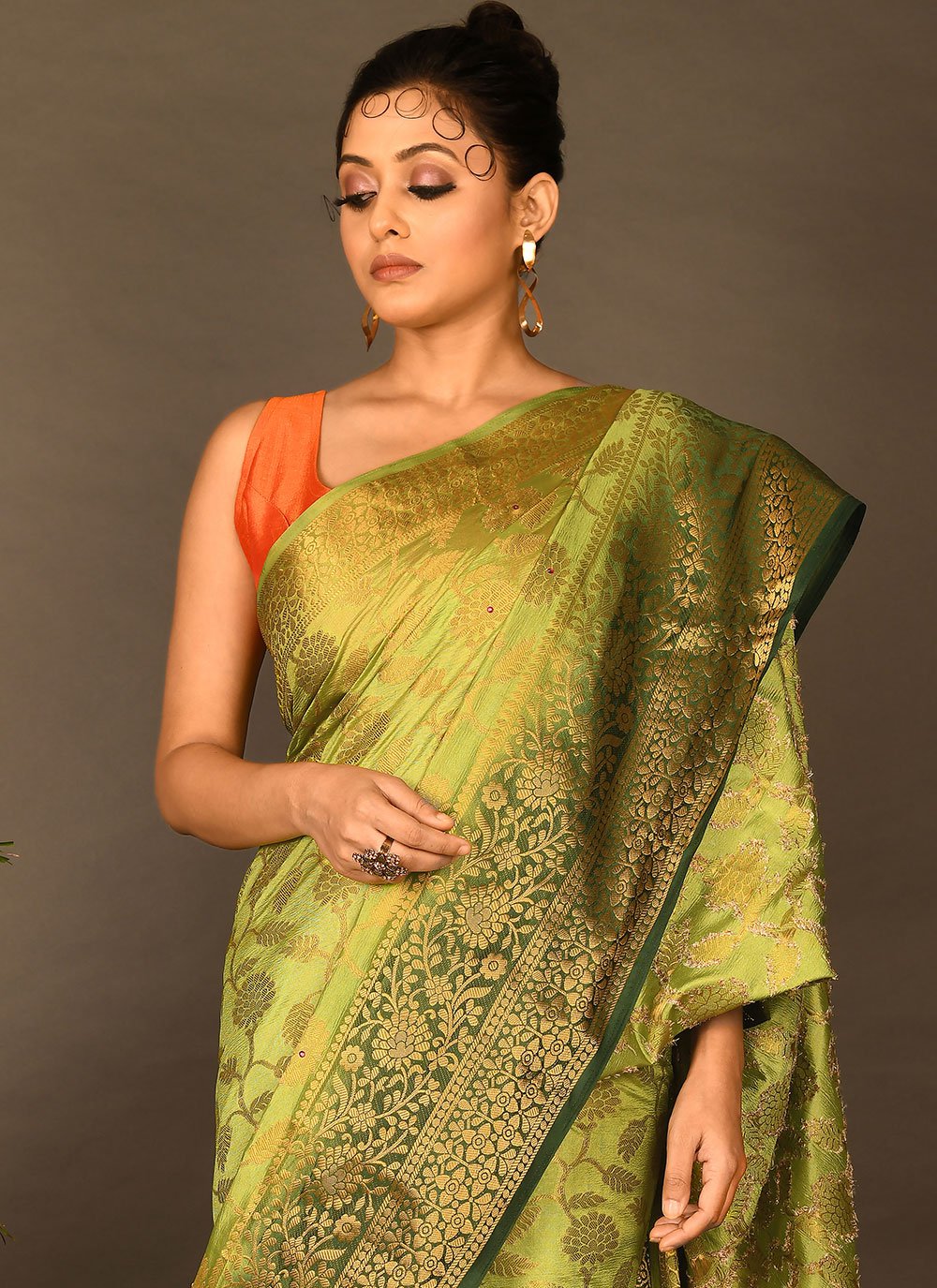 Designer Kanchipuram Silk Green Embroidered Saree