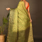 Designer Kanchipuram Silk Green Embroidered Saree