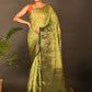 Designer Kanchipuram Silk Green Embroidered Saree