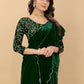 Classic Velvet Green Embroidered Saree