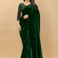 Classic Velvet Green Embroidered Saree