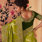 Classic Chinon Georgette Green Embroidered Saree