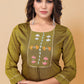 Casual Kurti Poly Cotton Green Embroidered Kurtis