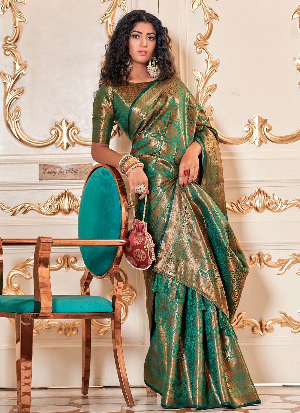 Classic Kanjivaram Silk Green Weaving Saree