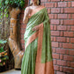 Classic Cotton Silk Green Jacquard Work Saree