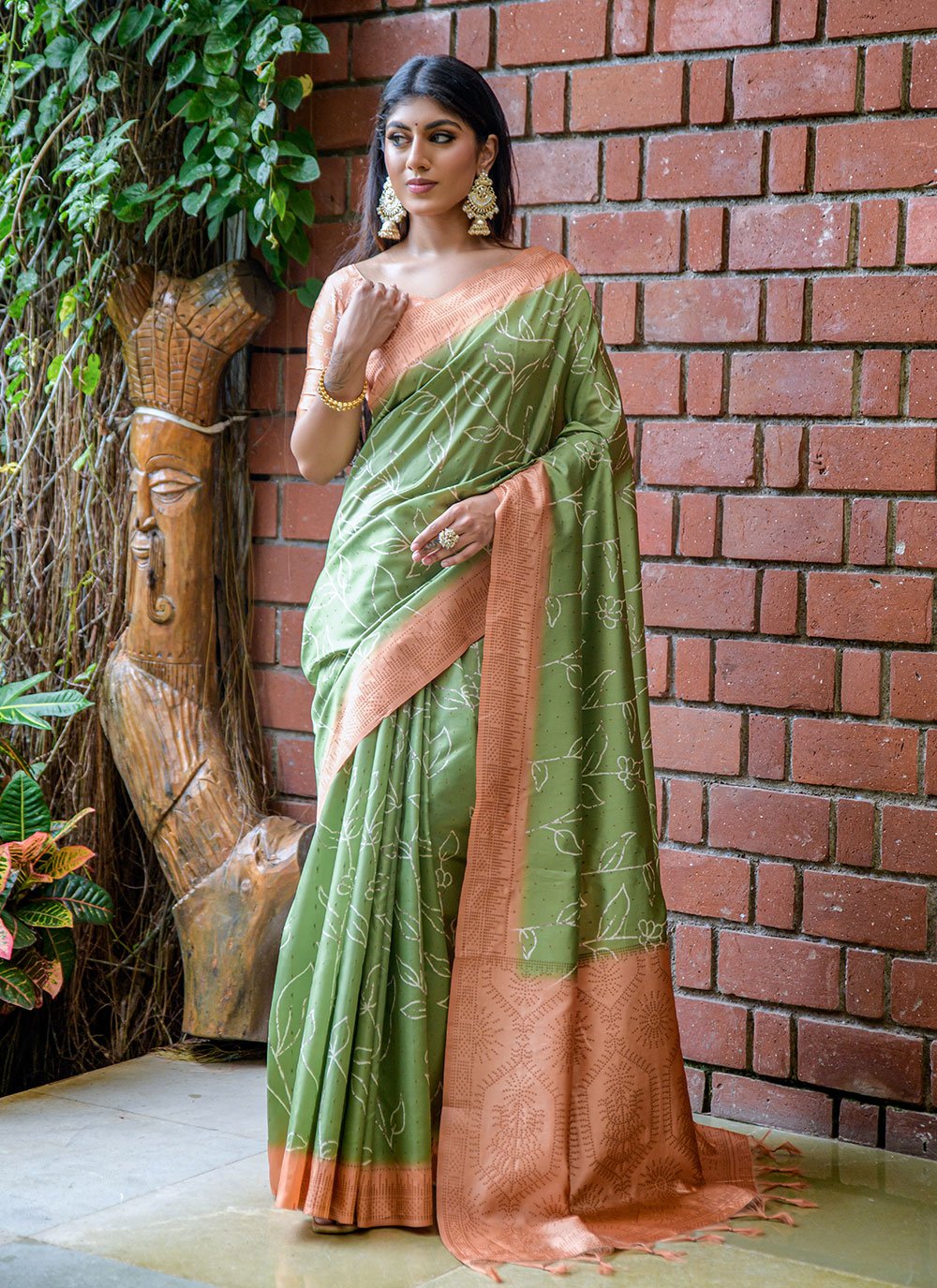Classic Cotton Silk Green Jacquard Work Saree