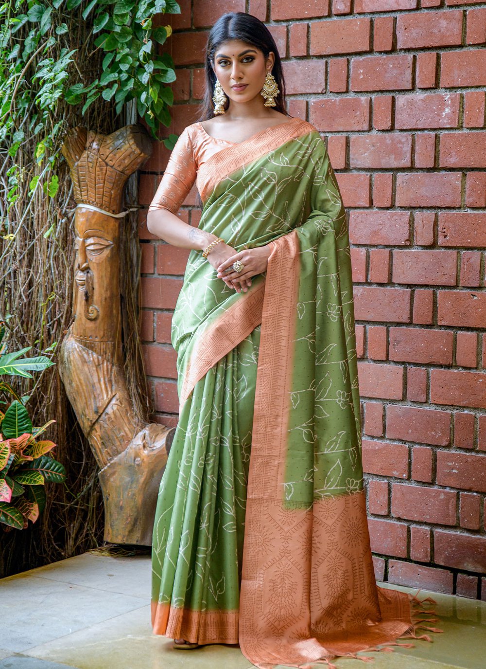 Classic Cotton Silk Green Jacquard Work Saree