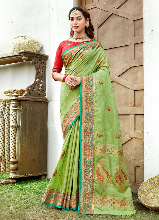 Classic Silk Green Weaving Saree