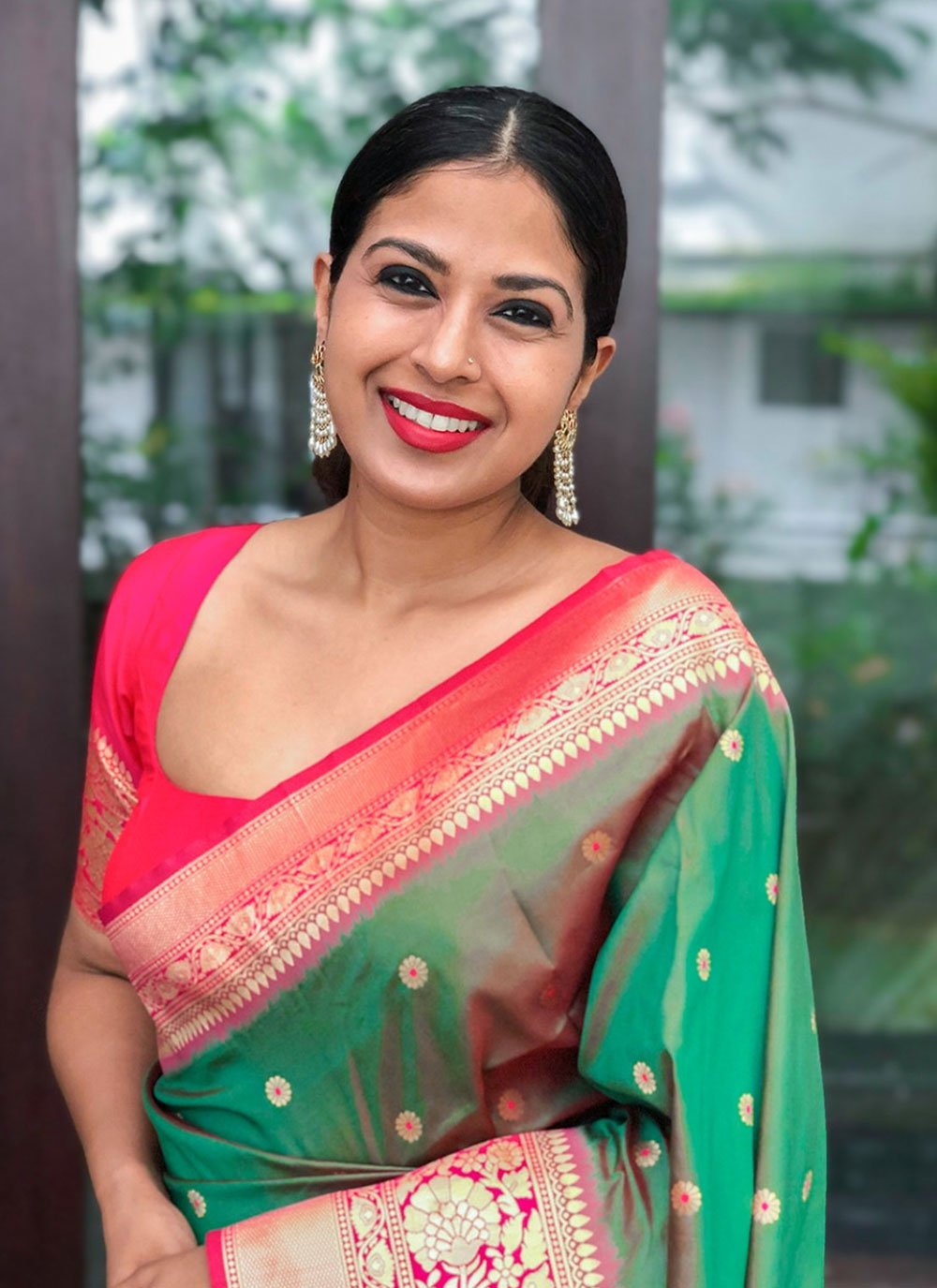 Contemporary Silk Green Weaving Saree