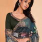 Contemporary Crepe Silk Satin Green Embroidered Saree