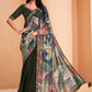Contemporary Crepe Silk Satin Green Embroidered Saree