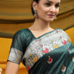 Contemporary Tussar Silk Green Meena Saree