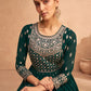 Gown Georgette Green Embroidered Gown