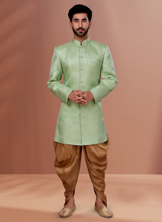 Indo Western Polyester Green Fancy Work Mens