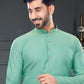 Kurta Pyjama Cotton Jacquard Green Fancy Work Mens