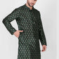 Kurta Pyjama Art Silk Green Print Mens