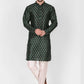 Kurta Pyjama Art Silk Green Print Mens