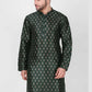 Kurta Pyjama Art Silk Green Print Mens