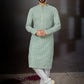 Kurta Pyjama Fancy Fabric Green Lucknowi Work Mens