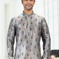 Kurta Pyjama Banarasi Silk Green Digital Print Mens