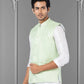 Nehru Jackets Fancy Fabric Green Embroidered Mens