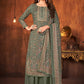 Palazzo Salwar Suit Pashmina Green Diamond Salwar Kameez