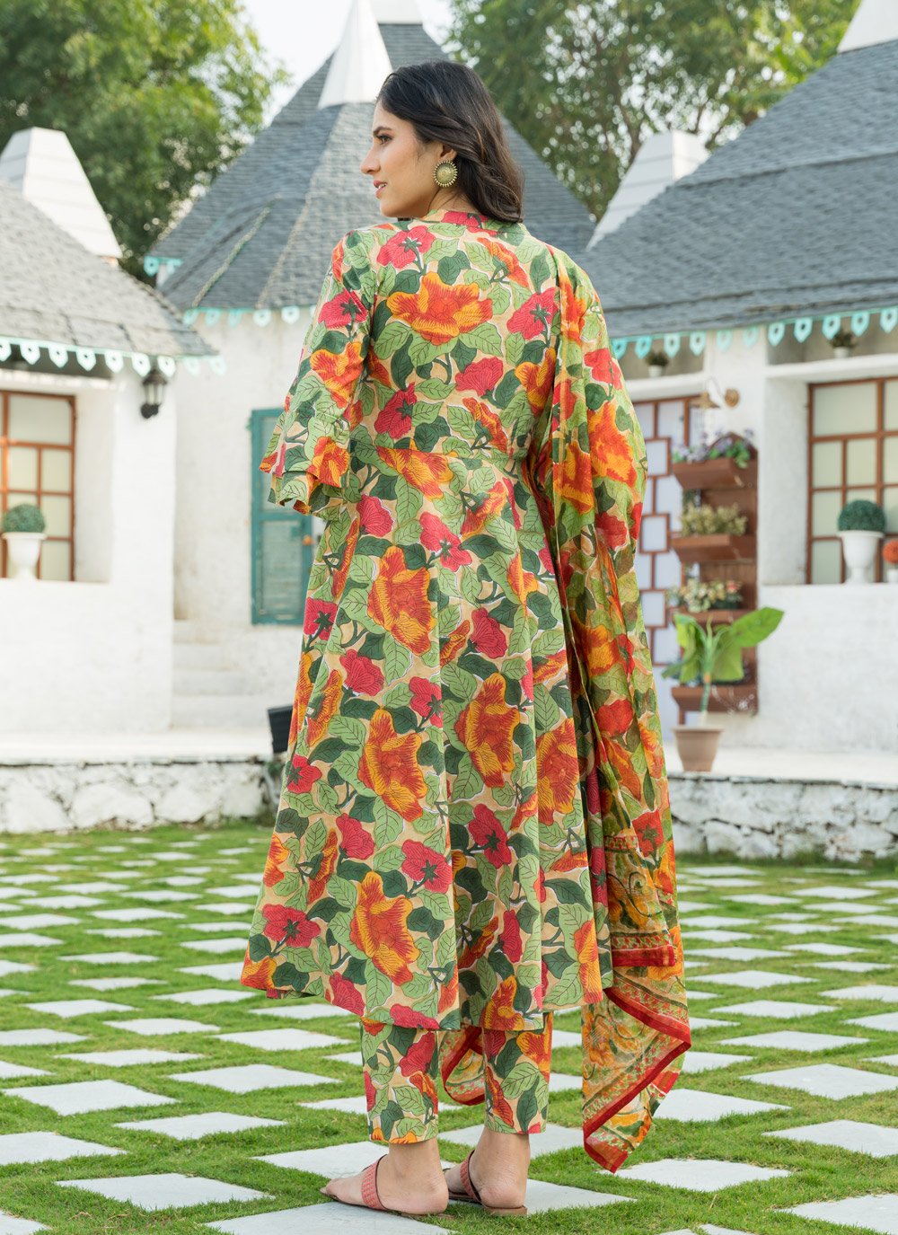 Pant Style Suit Cotton Green Lace Salwar Kameez