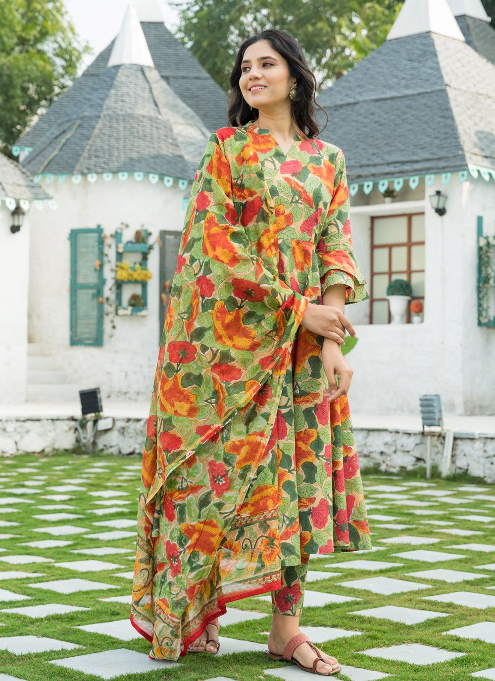 Pant Style Suit Cotton Green Lace Salwar Kameez