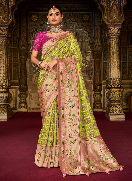 Classic Silk Green Embroidered Saree