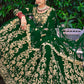 Lehenga Choli Velvet Green Dori Work Lehenga Choli