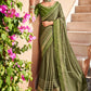 Trendy Saree Chiffon Green Swarovski Saree