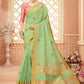 Contemporary Cotton Green Khatli Work Saree