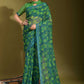 Contemporary Linen Green Print Saree