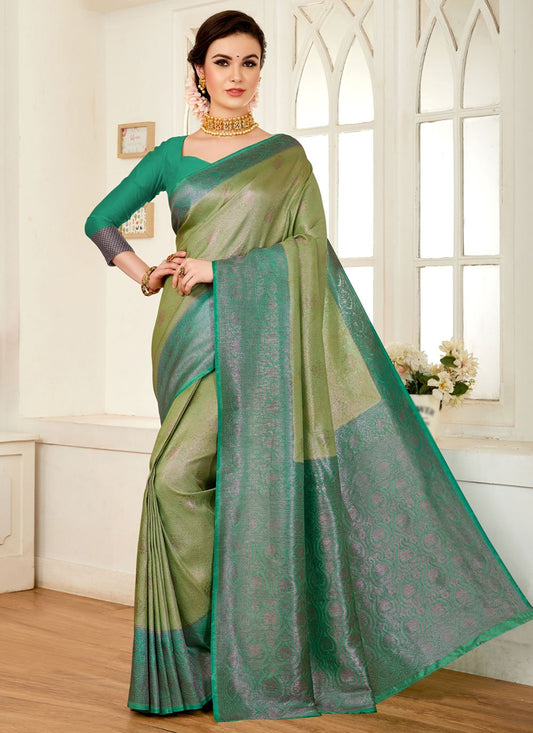 Contemporary Silk Green Weaving Saree