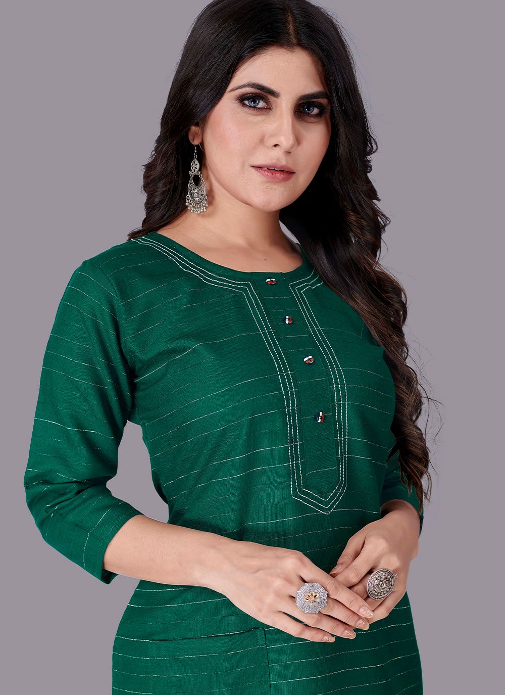 Designer Kurti Cotton Green Print Kurtis