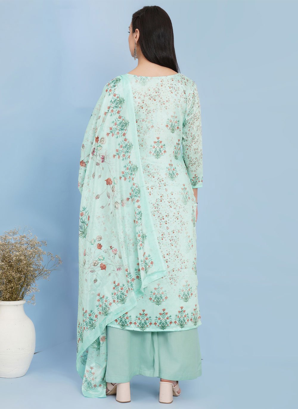 Salwar Suit Cotton Green Digital Print Salwar Kameez