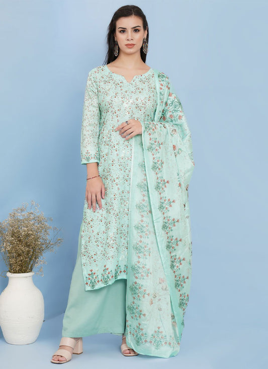 Salwar Suit Cotton Green Digital Print Salwar Kameez